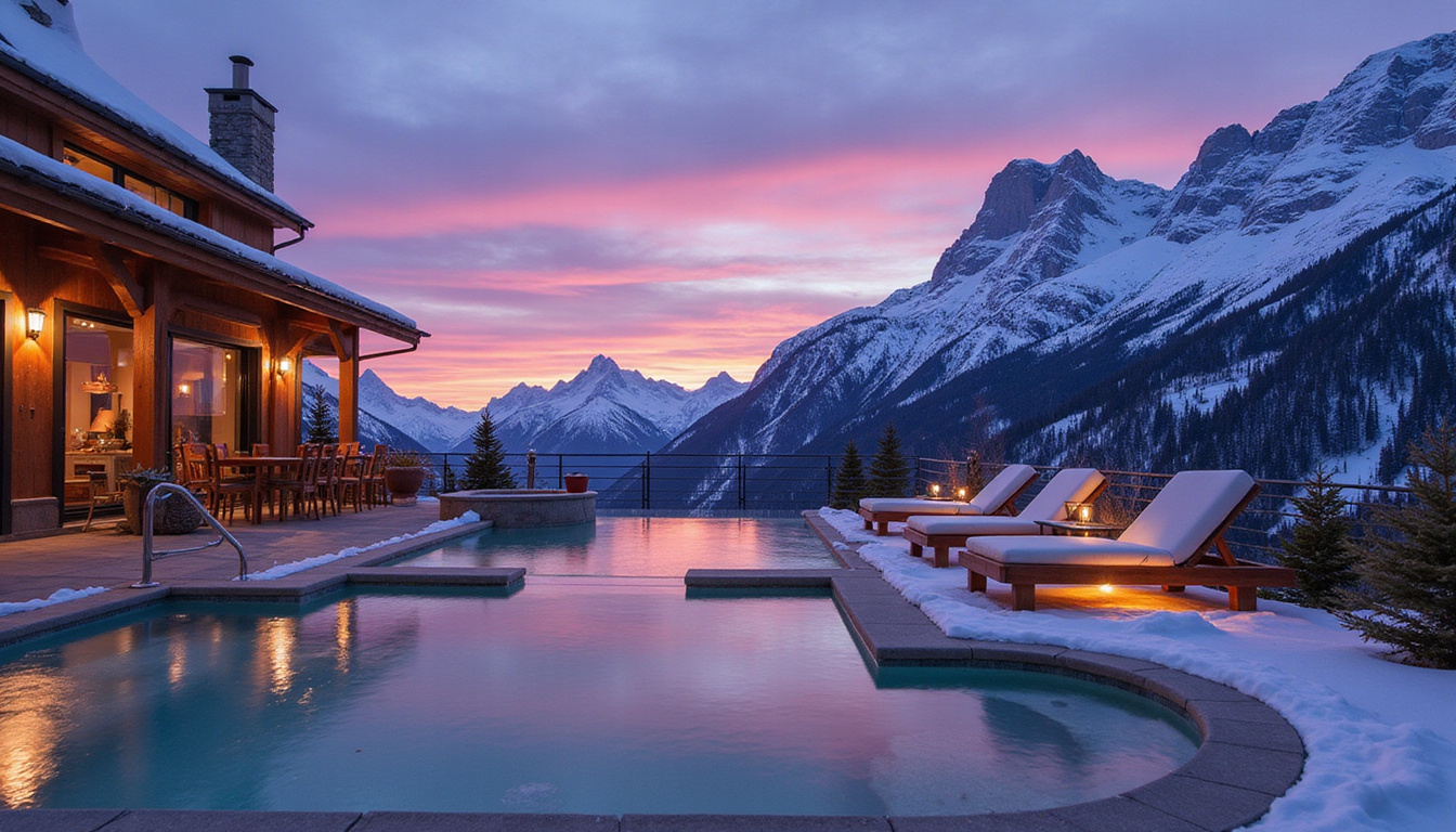Luxury mountain hotels with private spas, gourmet dining, and adventure