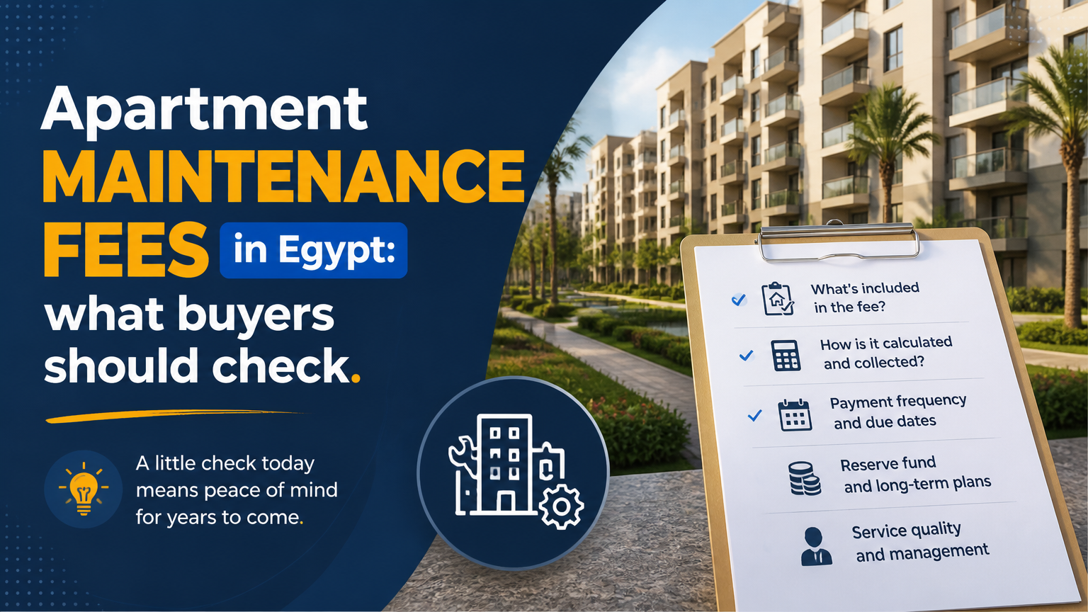 Apartment maintenance fees in Egypt: what buyers should check
